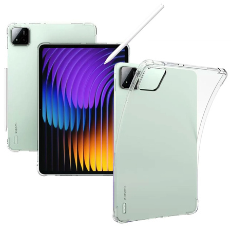 Puzdro Silikónové na Xiaomi Pad 7 / Pad 7 Pro 11.2 / Xiaomi Pad 7 Pro, priehľadné - ochranné so stojanom