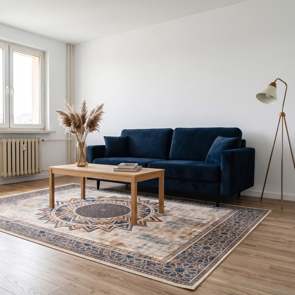 Dywan Mandala do salonu 140x200 orientalny NOVO antypoślizgowy miękki soft