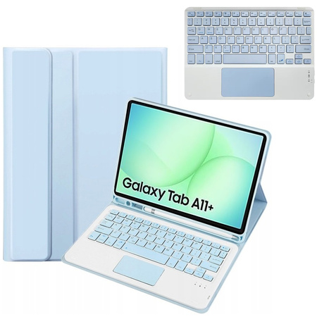 Etui z klawiaturą Bluetooth do Samsung Galaxy Tab A11+, niebieskie - ochronne z podstawką