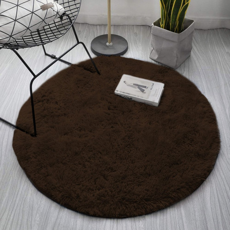Shaggy Strado 80x80 DarkCoffee round rug (Dark brown)