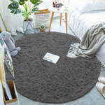 Shaggy Strado 300x300 GreyNight round carpet (Dark Gray)