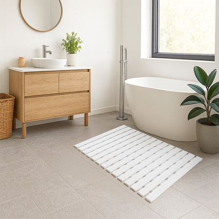Mata łazienkowa antypoślizgowa pod prysznic brodzik do sauny basenu, biała