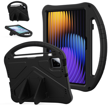 Puzdro FunColor na Xiaomi Pad 7 / Pad 7 Pro 11.2 pancierové / Xiaomi Pad 7 Pro, čierne - ochranné so stojanom