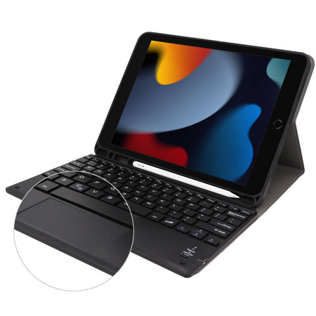 Etui kolorowe z klawiaturą, myszką do Apple iPad 7 / 8 / 9 10.2, czarne - ochronne