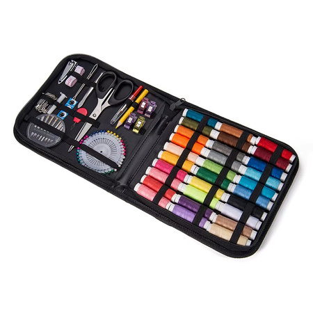 Duży Zestaw do szycia przybornik krawiecki nici igły nożyczki centymetr