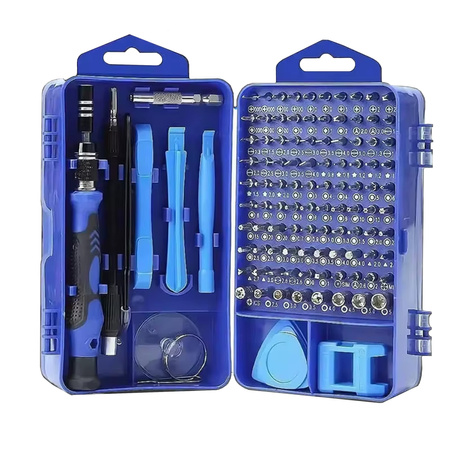 Súprava presných skrutkovačov 115w1 skrutkovače bity nástavce torx, modrý