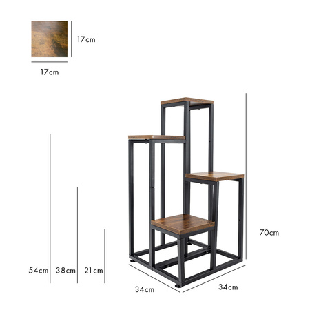 Kwietnik stojak na kwiaty PLAZA – 4-poziomowy metalowy stojak  VENGE