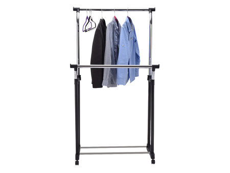 Double clothes hanger rack on wheels