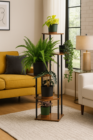 Kwietnik metalowy na kwiaty stojący wysoki 5 poziomów duży 106cm XL PALACE, czarny