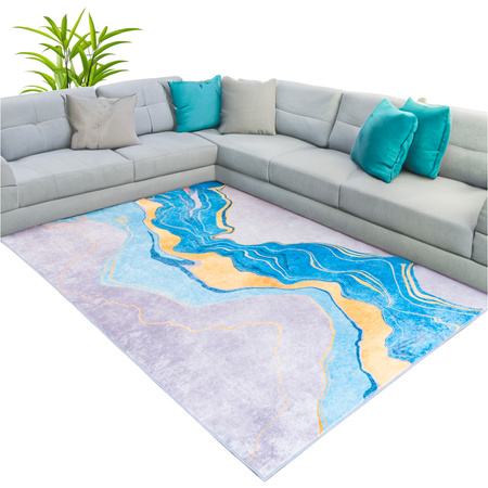 NOVO Strado modern carpet for living room marble pattern velvet Golden Trail 200x300 cm