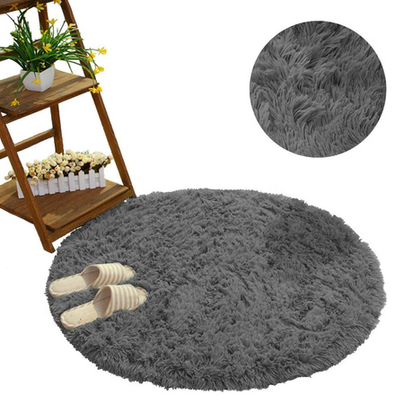 Shaggy Strado 90x90 GreyNight round carpet (Dark Gray)